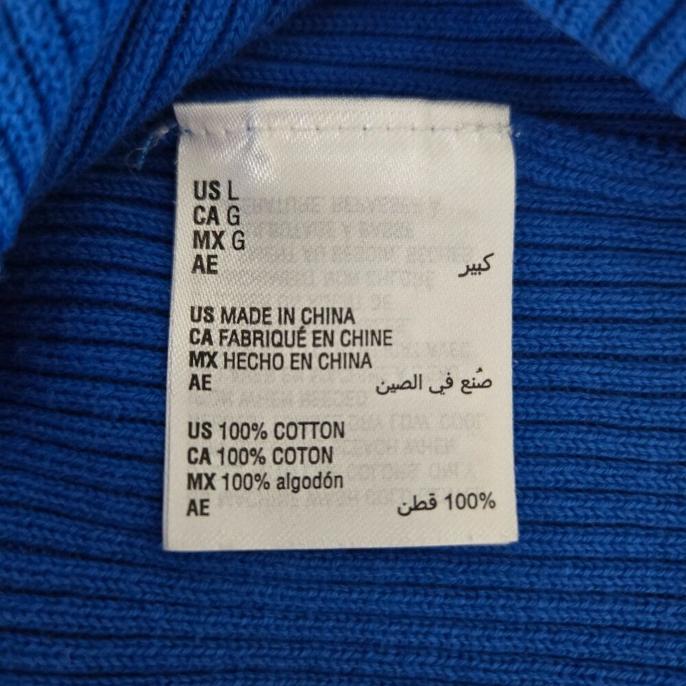 Karen Scott 100% Cotton Rib Knit Mock Neck Sweater L Bright Blue - Picture 8 of 8